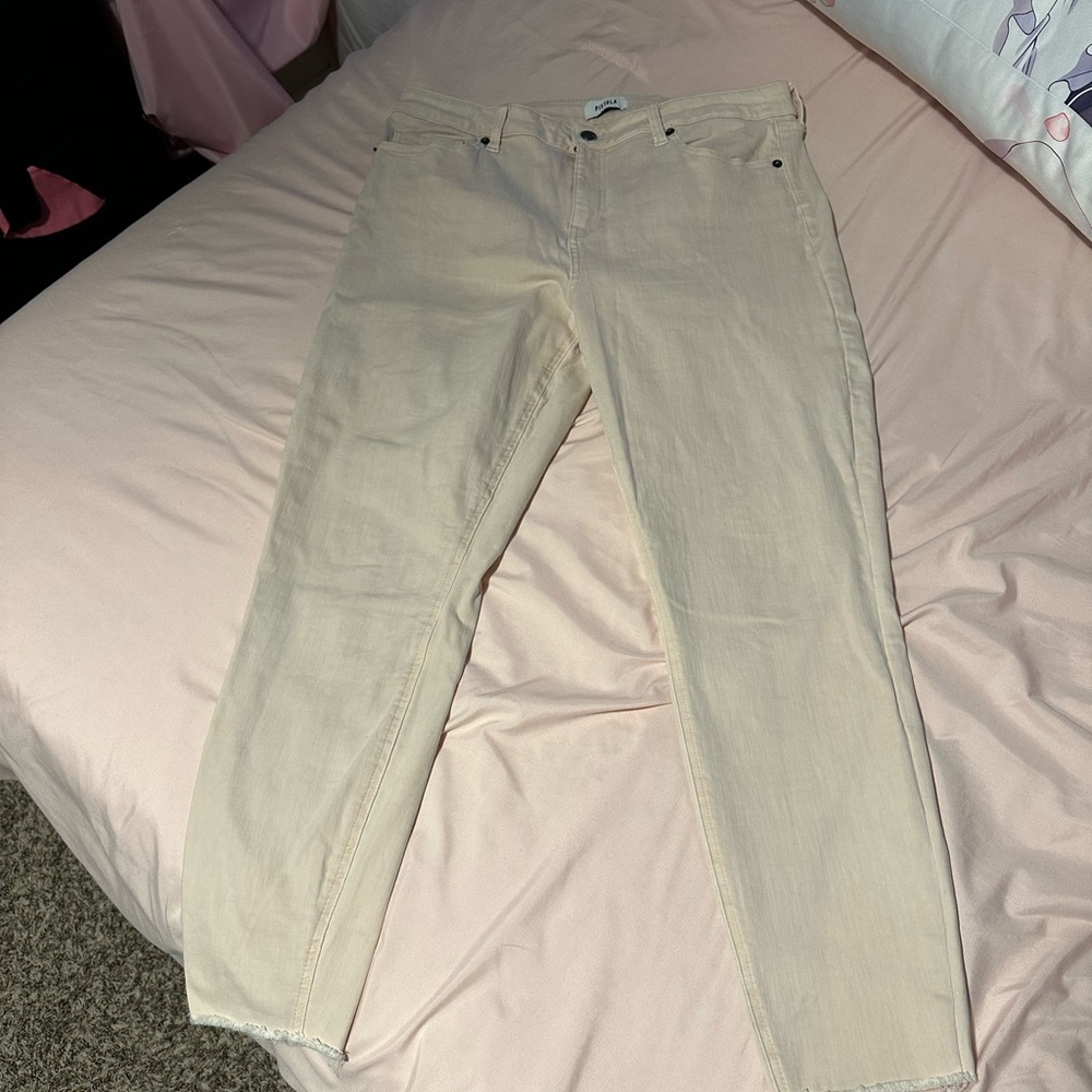 Pistola Ankle Cropped Cream Jeans